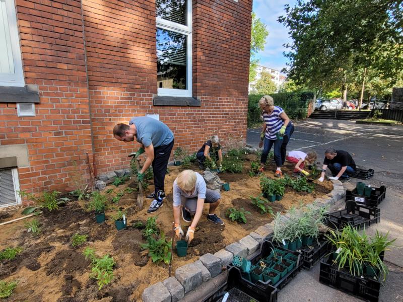 Erfolgreiche Pflanzaktion – Freiwillige bepflanzen „Duft- und Naschgarten“