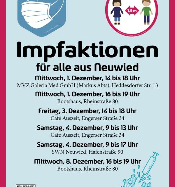 Deichstadt krempelt die Ärmel hoch – Impfangebote für Neuwieder am 4. und 8. Dezember