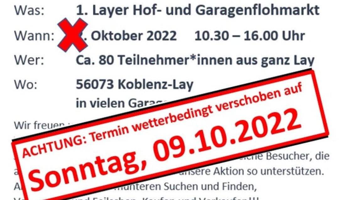 1.Layer Hof- und Garagenflohmarkt – verschoben auf den 9. Oktober!
