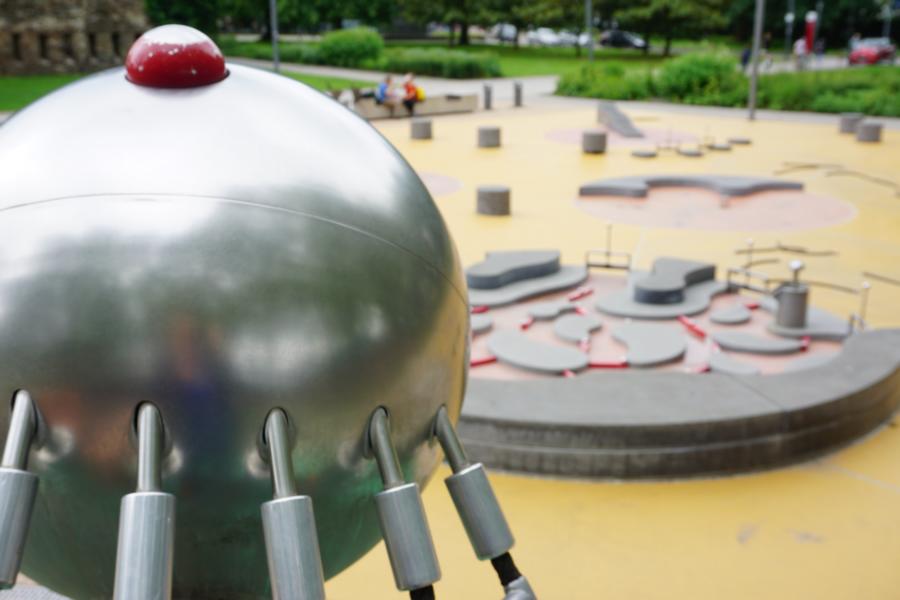 Wasserspielplatz ist wegen Hochwassers geschlossen