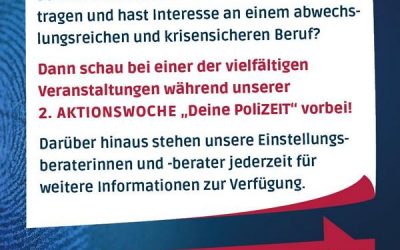 2. landesweite Aktionswoche „Deine PoliZEIT“ – Entdecke den Polizeiberuf hautnah!