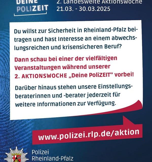 2. landesweite Aktionswoche „Deine PoliZEIT“ – Entdecke den Polizeiberuf hautnah!