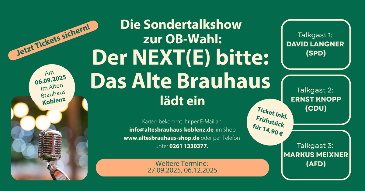 Sonderausgabe der Talkshow „Der NEXT(e) bitte“ zur Oberbürgermeisterwahl in Koblenz