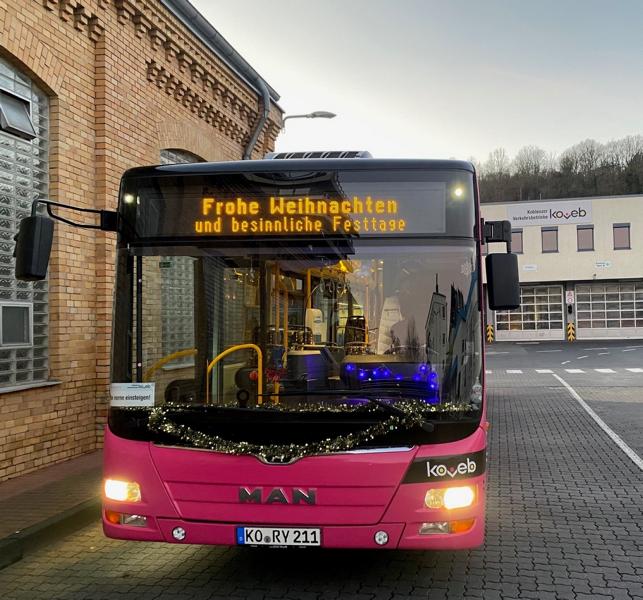 Busverkehr der koveb an Weihnachten und zum Jahreswechsel