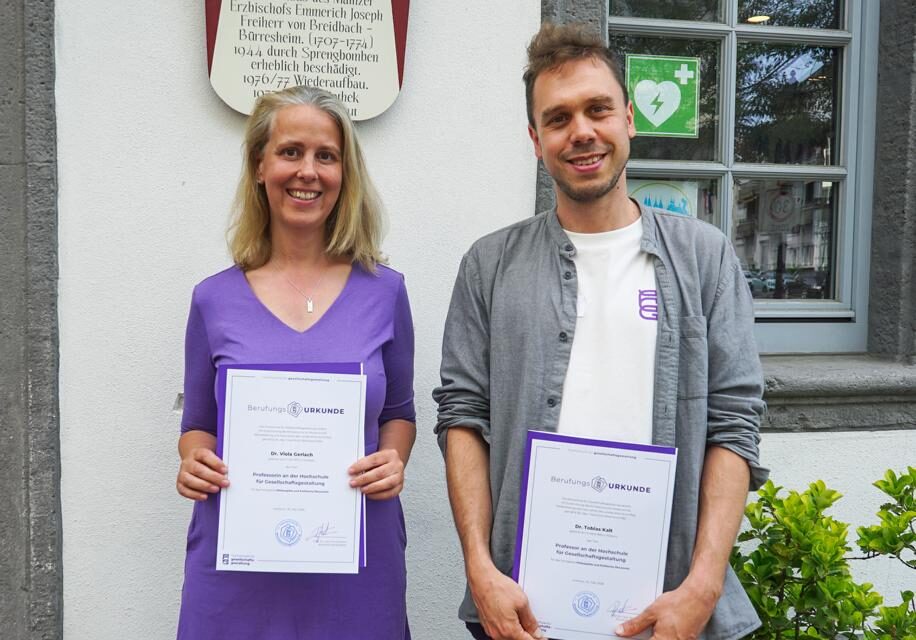 Viola Gerlach und Tobias Kalt verstärken das Team der Hochschule für Gesellschaftsgestaltung