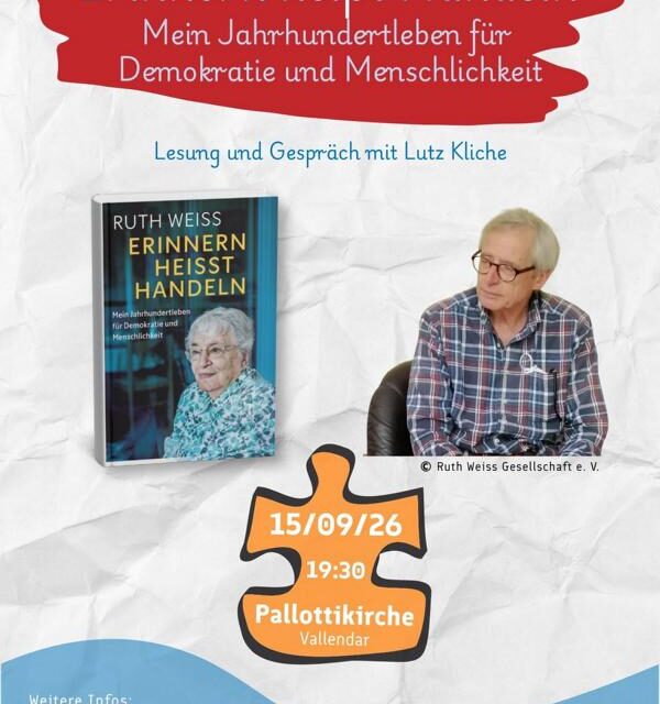 „Erinnern heißt Handeln“: Lesung über ein Jahrhundertleben für Demokratie und Menschlichkeit